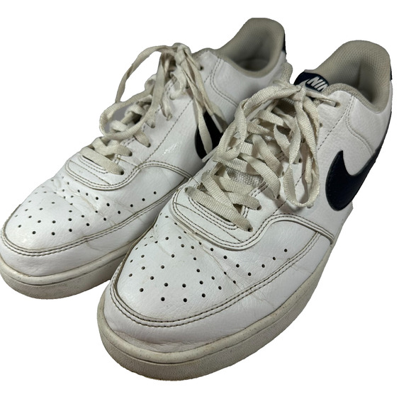 Nike Court Vision Low Casual Shoes Mens Size 10.5 White Black Comfort Sneakers - Picture 1 of 12